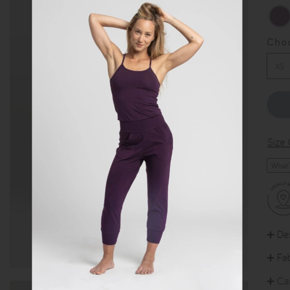 EUC Ripple Yoga Jumpsuit, Eggplant, sz M